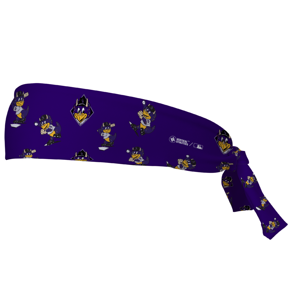 MLB Colorado Rockies tieback cooling headband with Mascot All Over. Vertical Athletics brand. Made in Mexico.