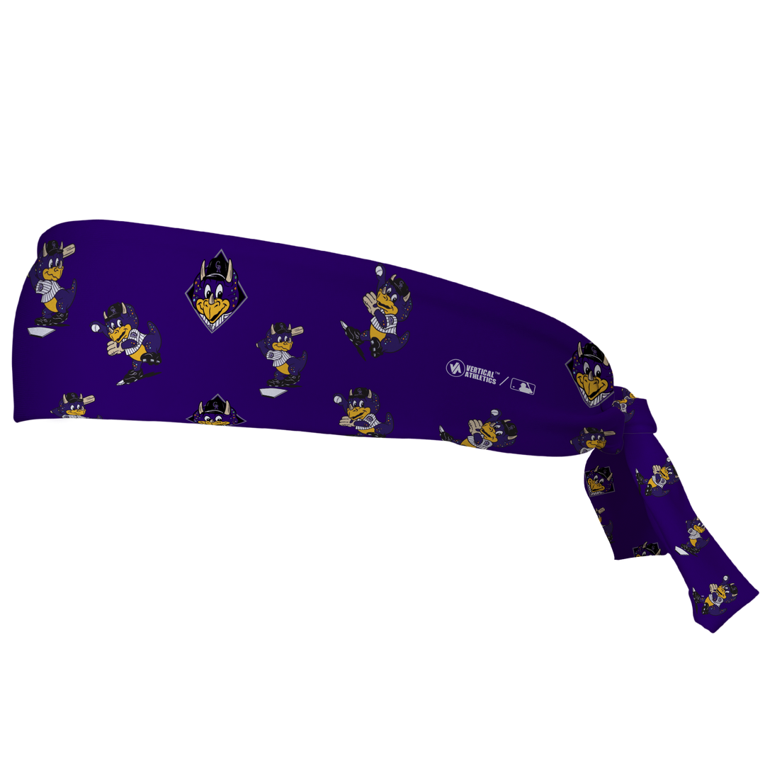 MLB Colorado Rockies tieback cooling headband with Mascot All Over. Vertical Athletics brand. Made in Mexico.