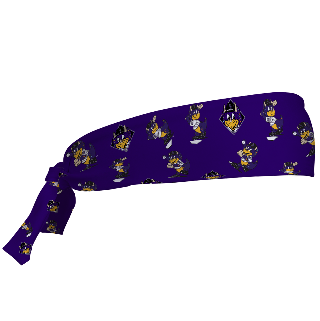 MLB Colorado Rockies tieback cooling headband with Mascot All Over. Vertical Athletics brand. Made in Mexico.