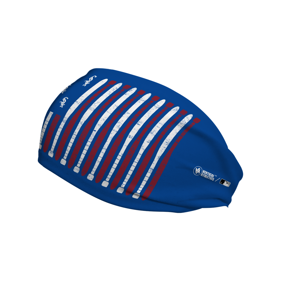 MLB licensed Chicago White Sox blue cooling headband with Baseball Flag logo. Made in the USA, Vertical Athletics brand.