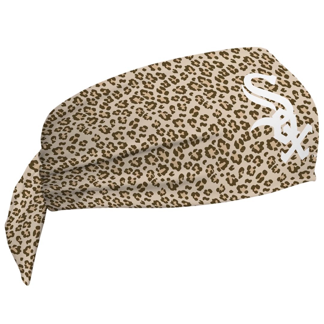 MLB Chicago White Sox wide tieback cooling headband with Cheetah Cap Logo. Vertical Athletics brand. Made in Mexico.