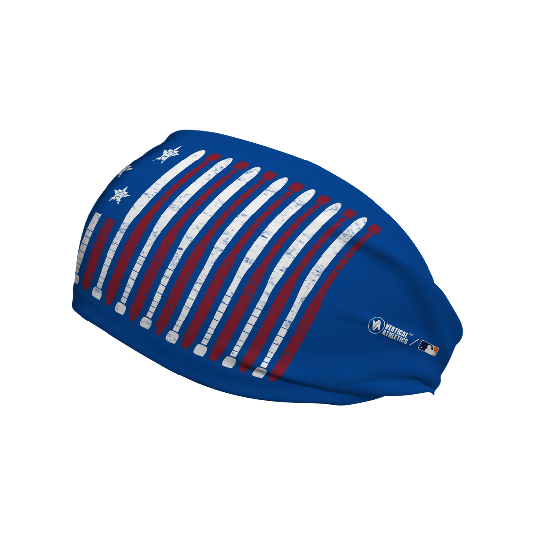 MLB licensed Houston Astros blue cooling headband with Baseball Flag logo. Made in the USA, Vertical Athletics brand.  