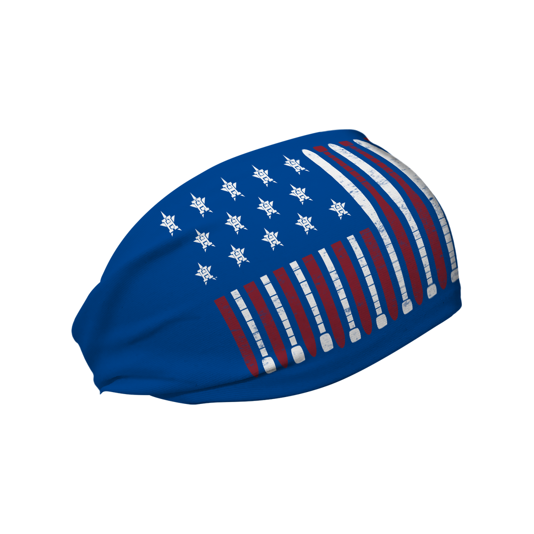 MLB licensed Houston Astros blue cooling headband with Baseball Flag logo. Made in the USA, Vertical Athletics brand.  