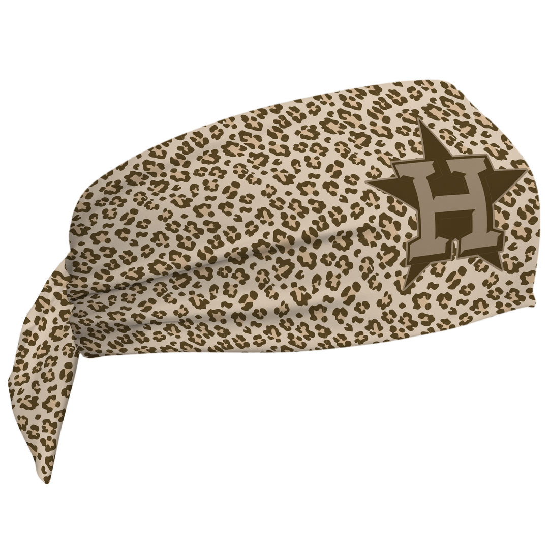 MLB Houston Astros wide tieback cooling headband with Cheetah Cap Logo. Vertical Athletics brand. Made in Mexico.