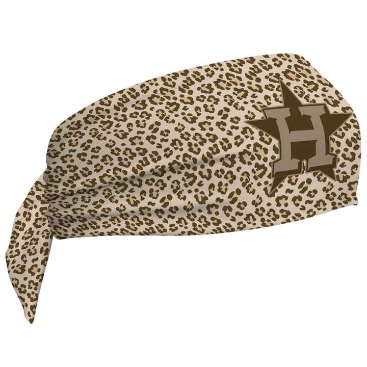MLB Houston Astros wide tieback cooling headband with Cheetah Cap Logo. Vertical Athletics brand. Made in Mexico.