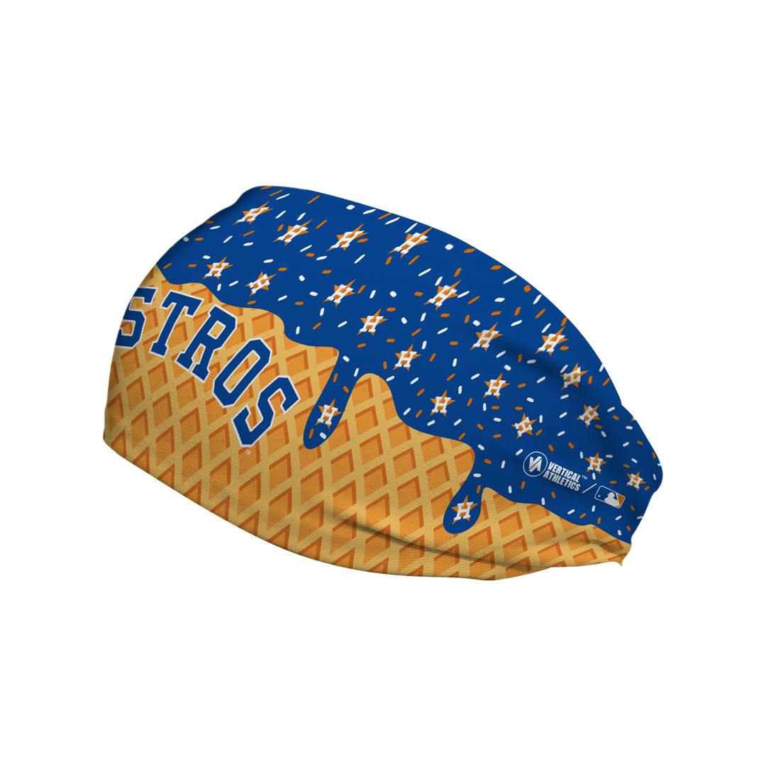 MLB licensed Houston Astros cooling headband with Ice Cream Drip Wordmark. Made in the USA, Vertical Athletics brand.