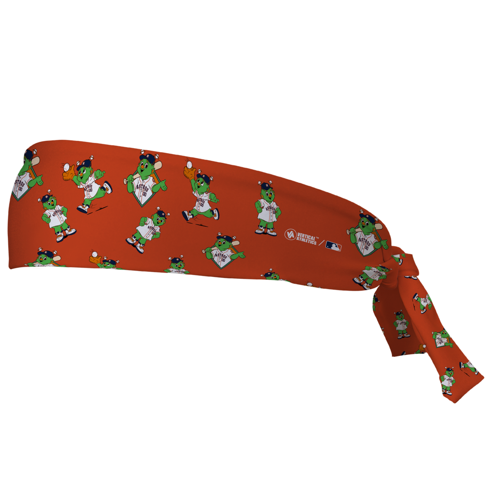 MLB Houston Astros tieback cooling headband with Mascot All Over. Vertical Athletics brand. Made in Mexico.
