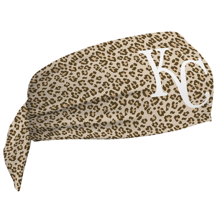 MLB Kansas City Royals wide tieback cooling headband with Cheetah Cap Logo. Vertical Athletics brand. Made in Mexico.