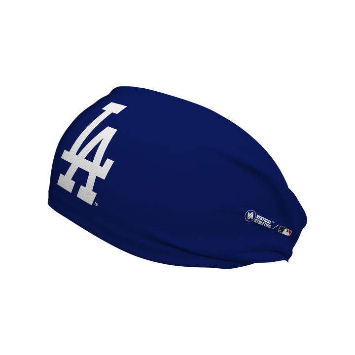 MLB Los Angeles Dodgers navy cooling headband with cap logo. Made in USA, Vertical Athletics brand. 