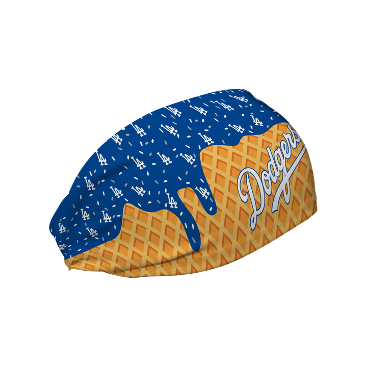 MLB licensed Los Angeles Dodgers cooling headband with Ice Cream Drip Wordmark. Made in the USA, Vertical Athletics brand.