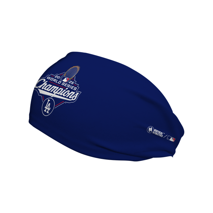 MLB licensed Los Angeles Dodgers All Season Headband: World Series Champions 2025. Vertical Athletics Brand.