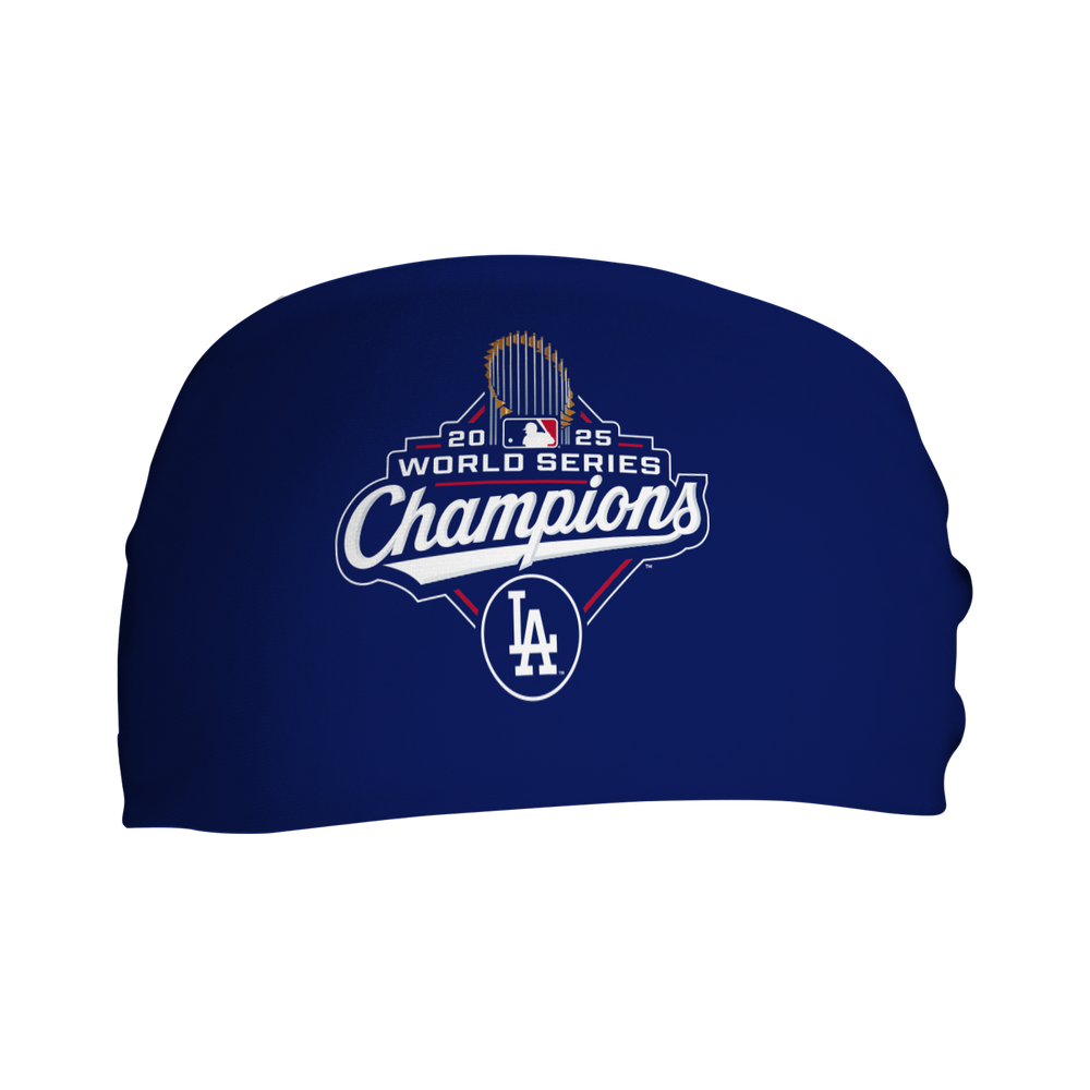 MLB licensed Los Angeles Dodgers All Season Headband: World Series Champions 2025. Vertical Athletics Brand.