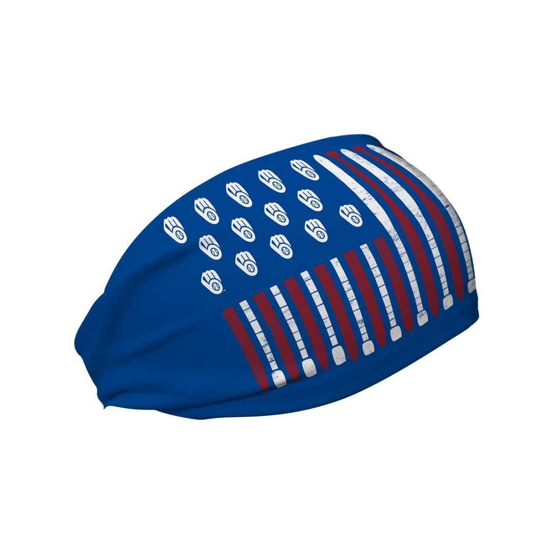 MLB licensed Milwaukee Brewers blue cooling headband with Baseball Flag logo. Made in the USA, Vertical Athletics brand.  