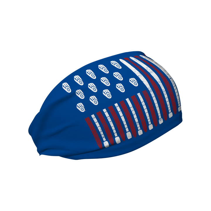MLB licensed Milwaukee Brewers blue cooling headband with Baseball Flag logo. Made in the USA, Vertical Athletics brand.  