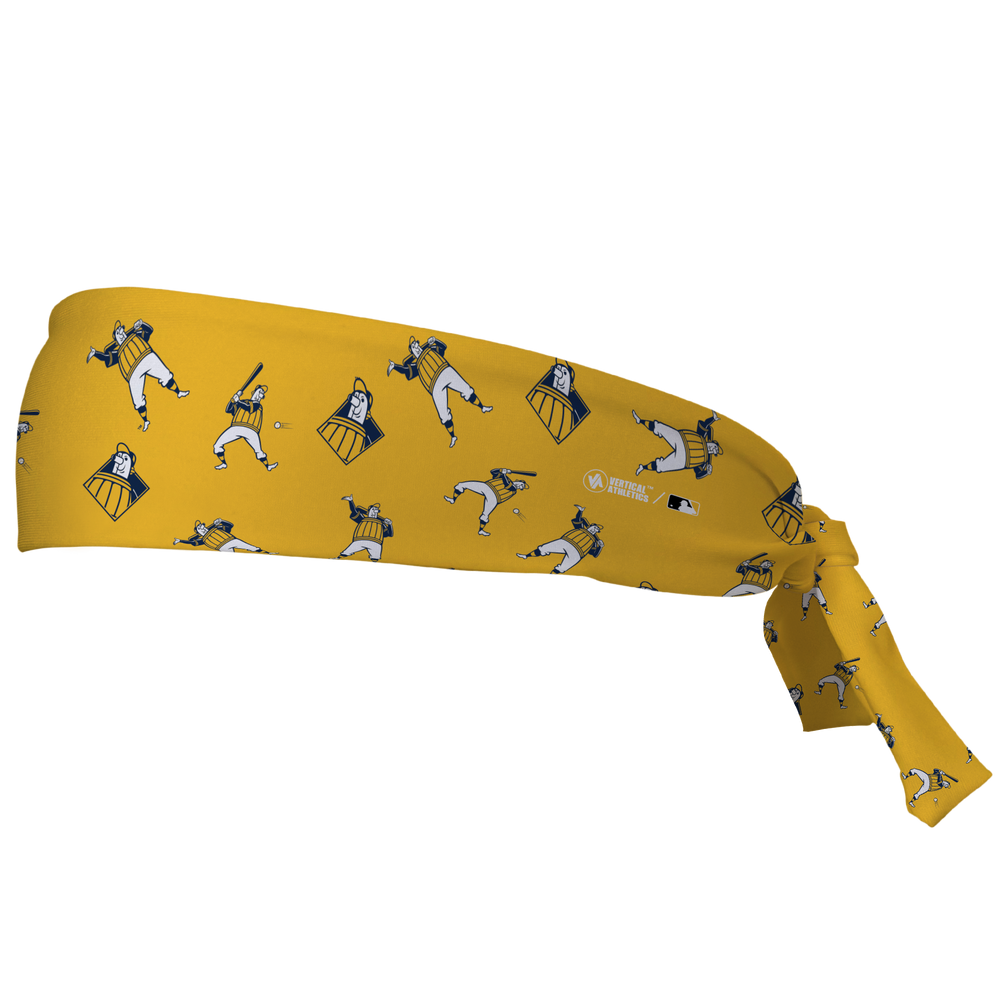 MLB Milwaukee Brewers tieback cooling headband with Mascot All Over. Vertical Athletics brand. Made in Mexico.