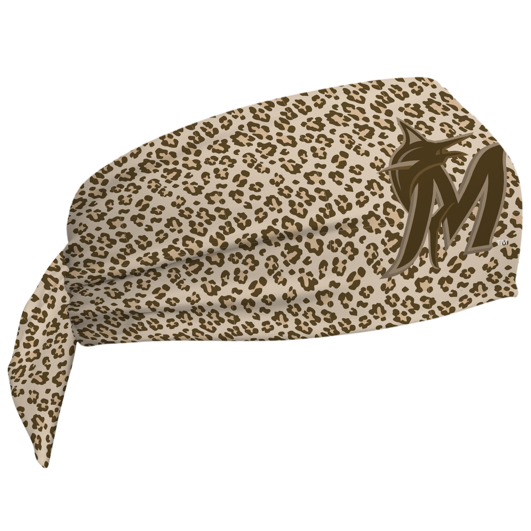 MLB Miami Marlins wide tieback cooling headband with Cheetah Cap Logo. Vertical Athletics brand. Made in Mexico.