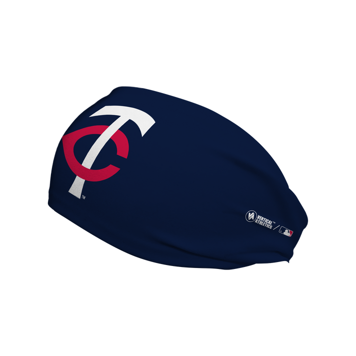 MLB Minnesota Twins navy cooling headband with cap logo. Made in USA, Vertical Athletics brand. 