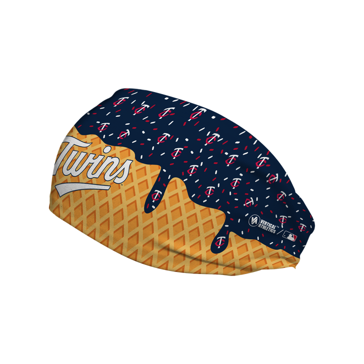 MLB licensed Minnesota Twins cooling headband with Ice Cream Drip Wordmark. Made in the USA, Vertical Athletics brand.