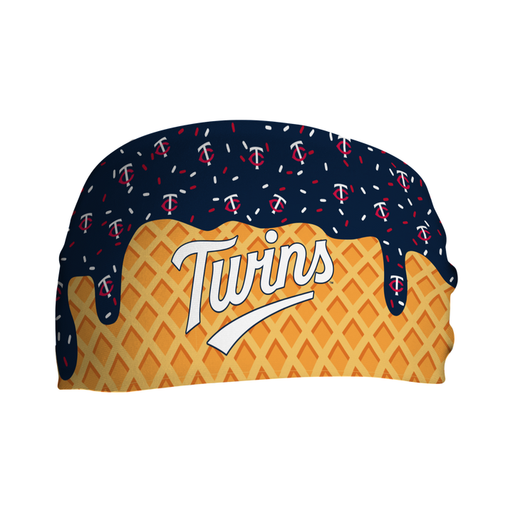 MLB licensed Minnesota Twins cooling headband with Ice Cream Drip Wordmark. Made in the USA, Vertical Athletics brand.