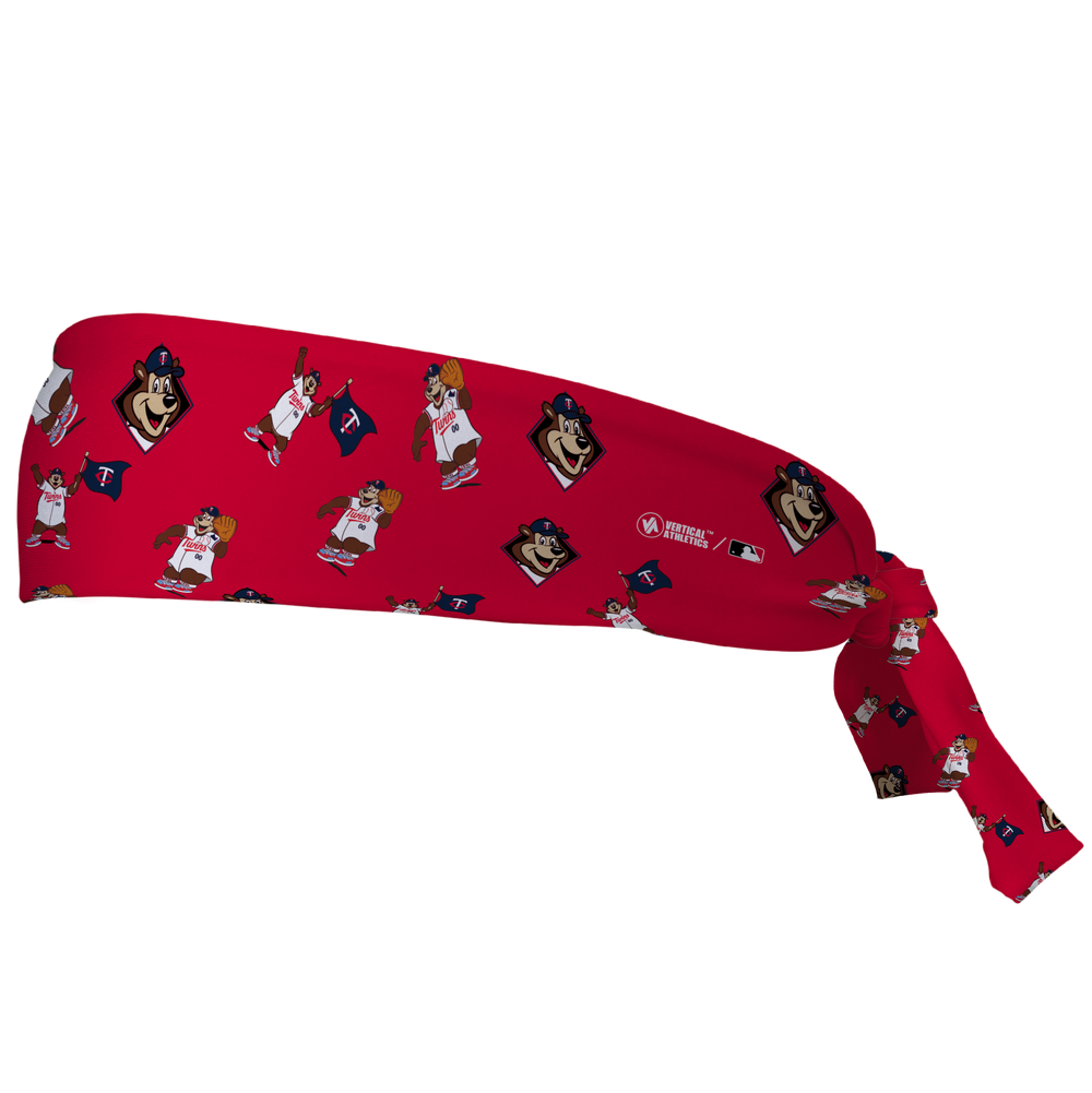 MLB Minnesota Twins tieback cooling headband with Mascot All Over. Vertical Athletics brand. Made in Mexico.