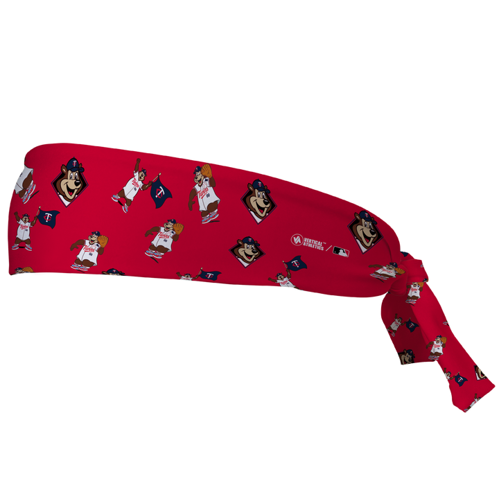MLB Minnesota Twins tieback cooling headband with Mascot All Over. Vertical Athletics brand. Made in Mexico.