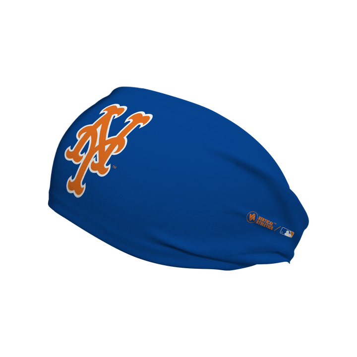 MLB New York Mets royal cooling headband with cap logo. Made in USA, Vertical Athletics brand.   