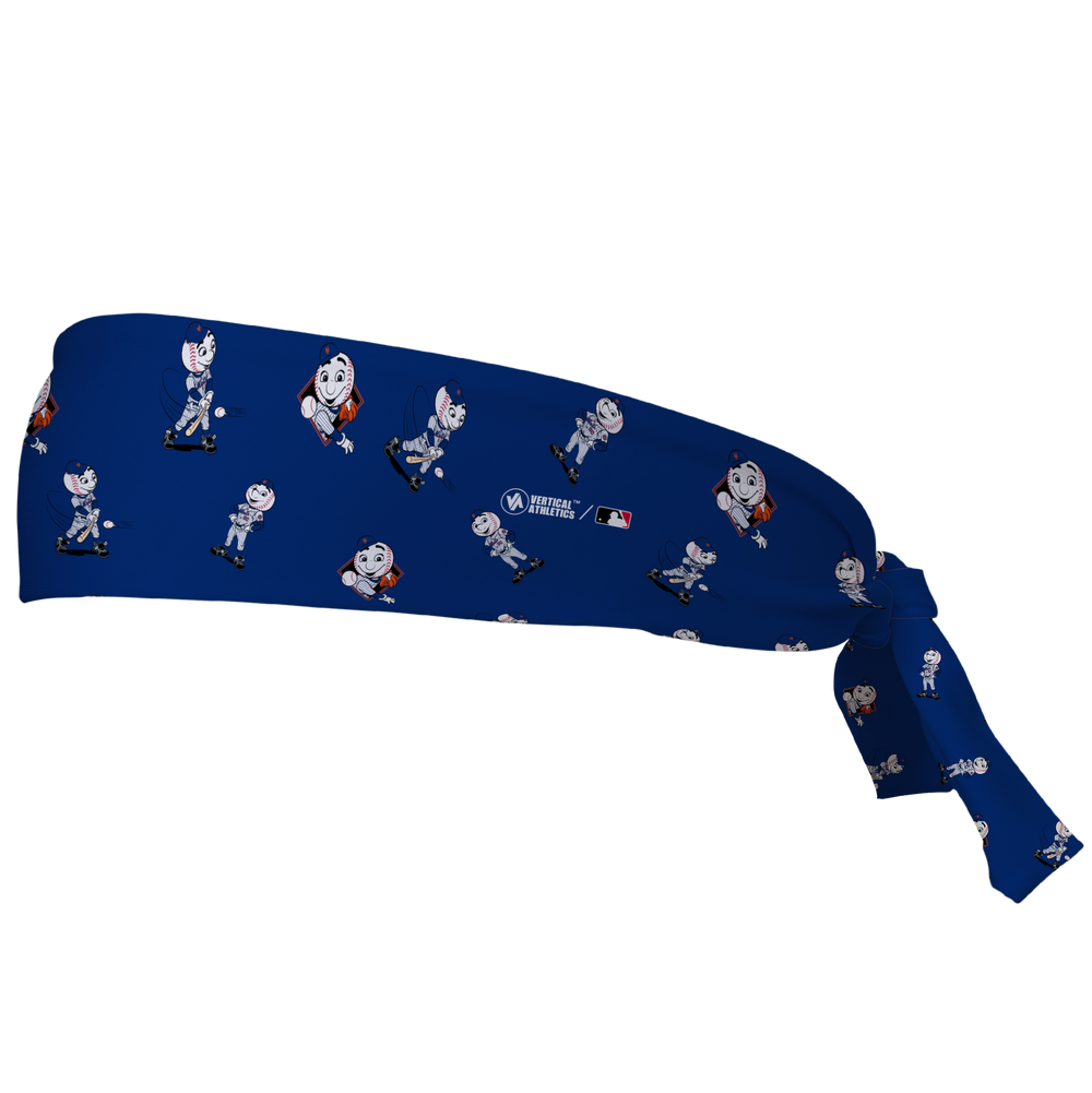 MLB New York Mets tieback cooling headband with Mascot All Over. Vertical Athletics brand.