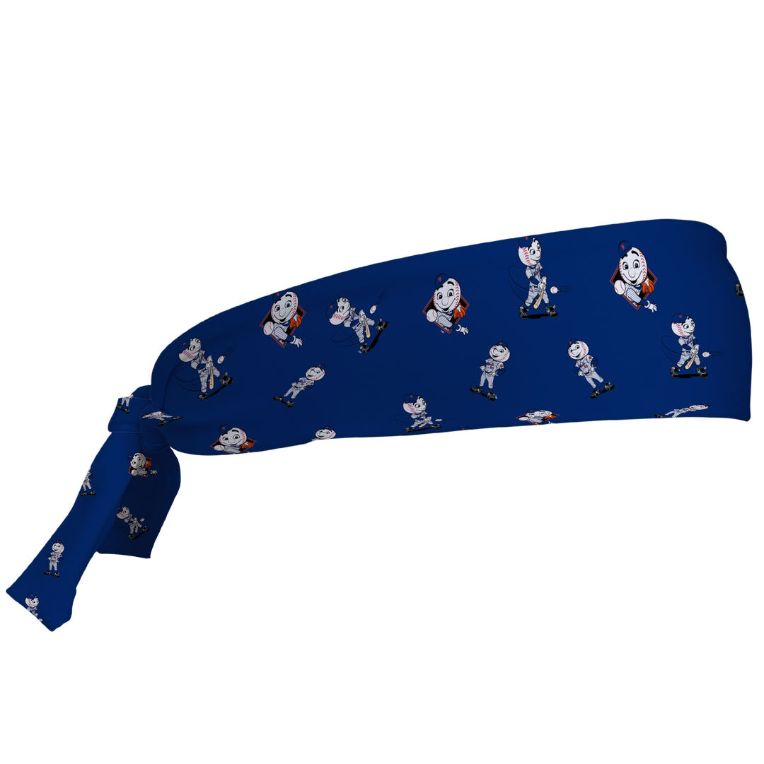 MLB New York Mets tieback cooling headband with Mascot All Over. Vertical Athletics brand.