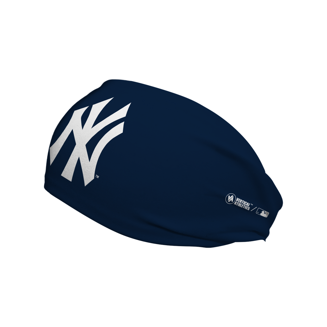 MLB New York Yankees navy cooling headband with Cap logo. Made in USA, Vertical Athletics brand.  