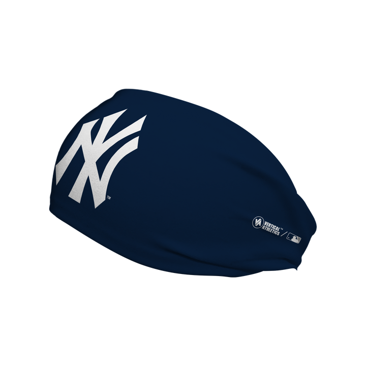 MLB New York Yankees navy cooling headband with Cap logo. Made in USA, Vertical Athletics brand.  