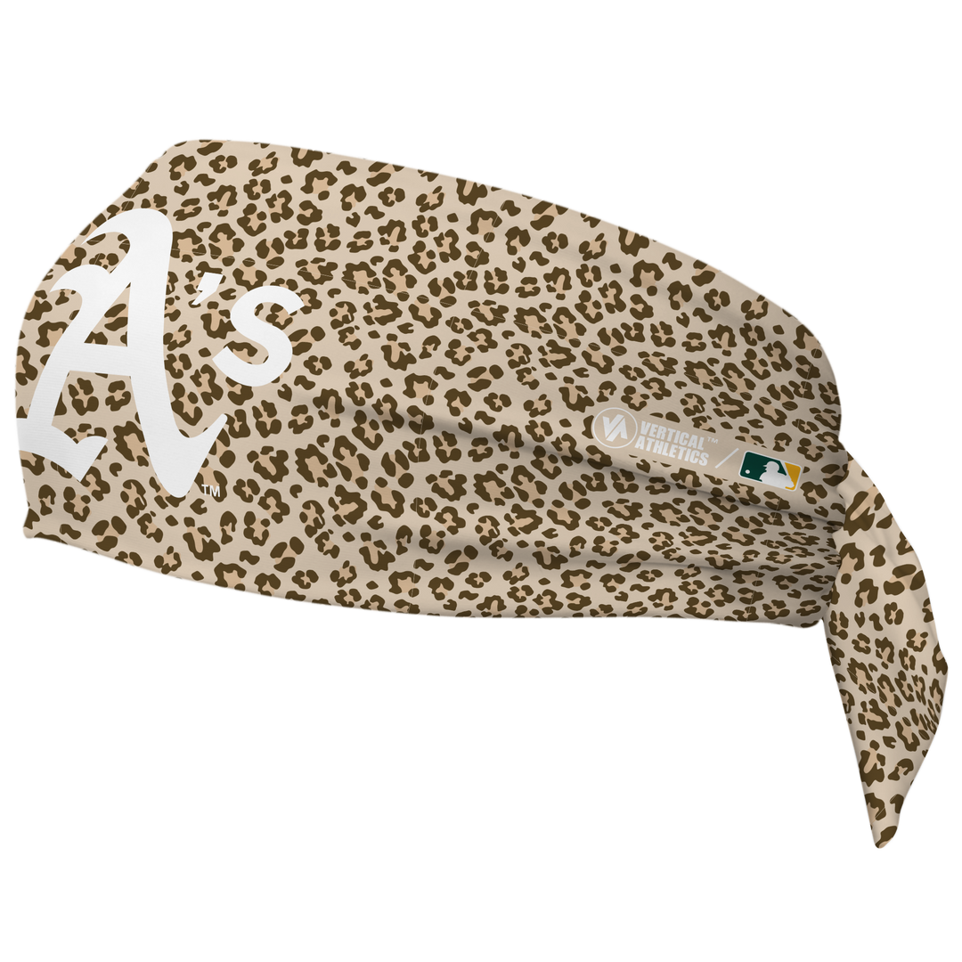 MLB Athletics wide tieback cooling headband with Cheetah Cap Logo. Vertical Athletics brand. Made in Mexico.