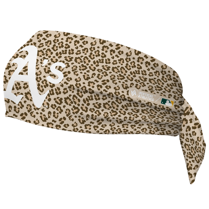 MLB Athletics wide tieback cooling headband with Cheetah Cap Logo. Vertical Athletics brand. Made in Mexico.