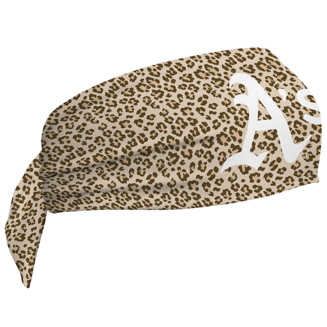 MLB Athletics wide tieback cooling headband with Cheetah Cap Logo. Vertical Athletics brand. Made in Mexico.