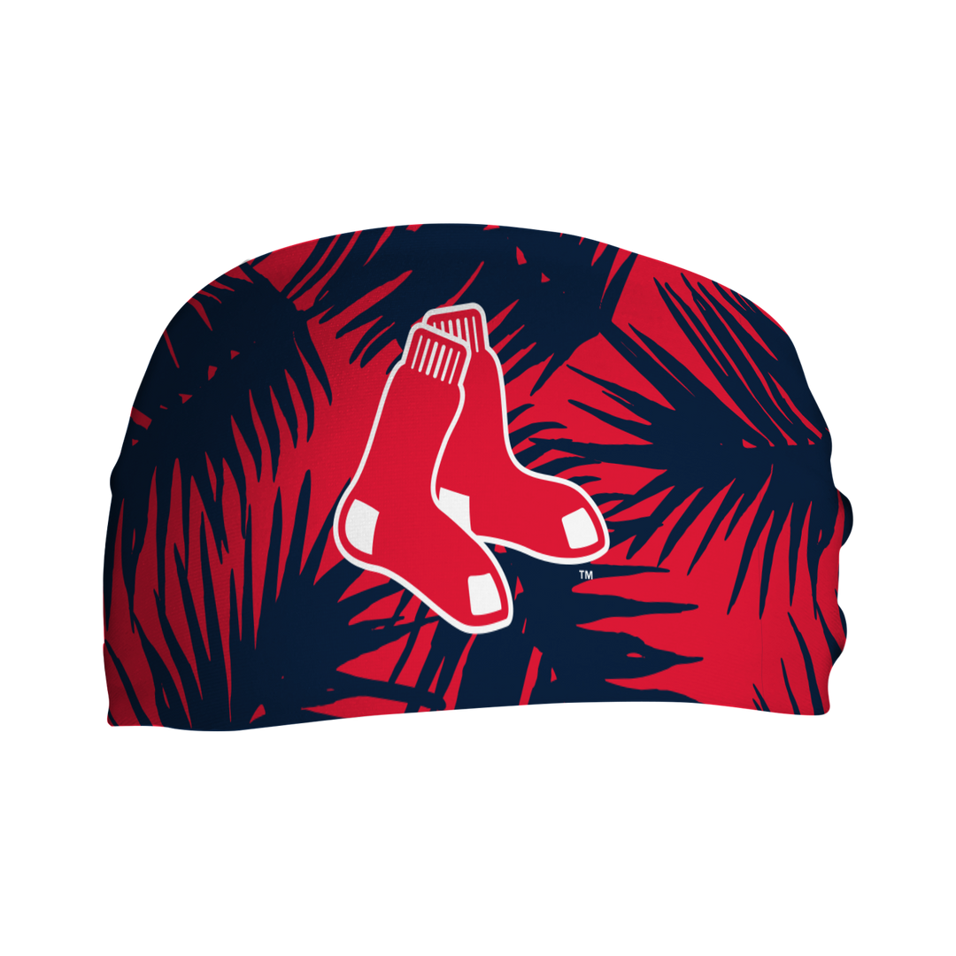MLB licensed Boston Red Sox cooling headband with big palm cap logo. Made in the USA, Vertical Athletics brand. 