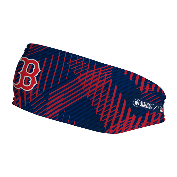 MLB Boston Red Sox fleece headband with Sport Plaid. Made in USA, Vertical Athletics brand.  