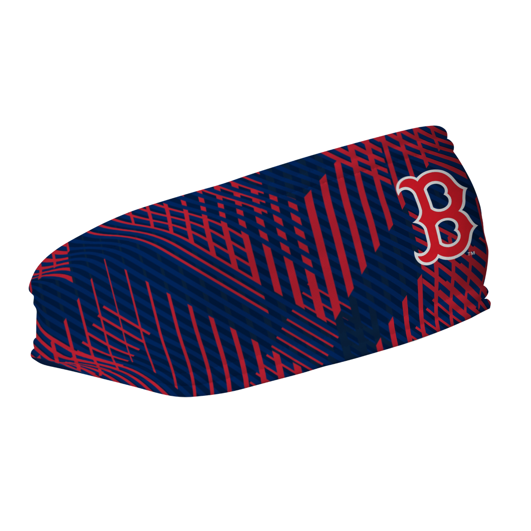 MLB Boston Red Sox fleece headband with Sport Plaid. Made in USA, Vertical Athletics brand.  