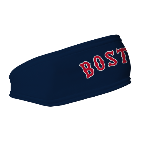 MLB Boston Red Sox fleece headband with Wordmark. Made in the USA, Vertical Athletics brand.  