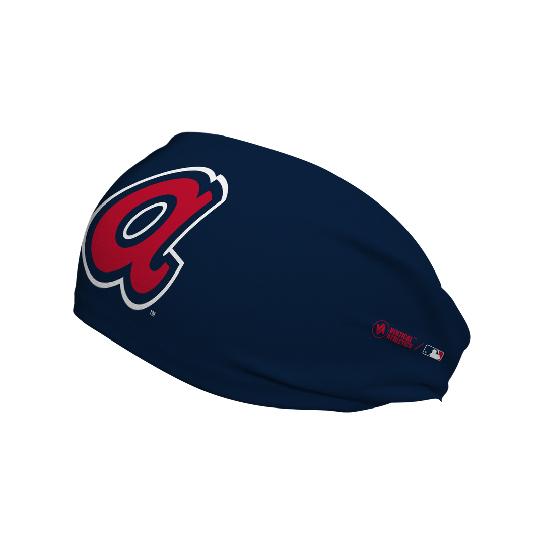 MLB licensed Atlanta Braves cooling headband with big palm cap logo. Made in the USA, Vertical Athletics brand. 