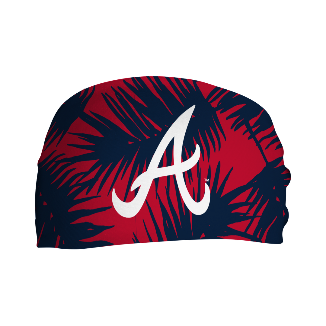 MLB licensed Atlanta Braves cooling headband with big palm cap logo. Made in the USA, Vertical Athletics brand. 
