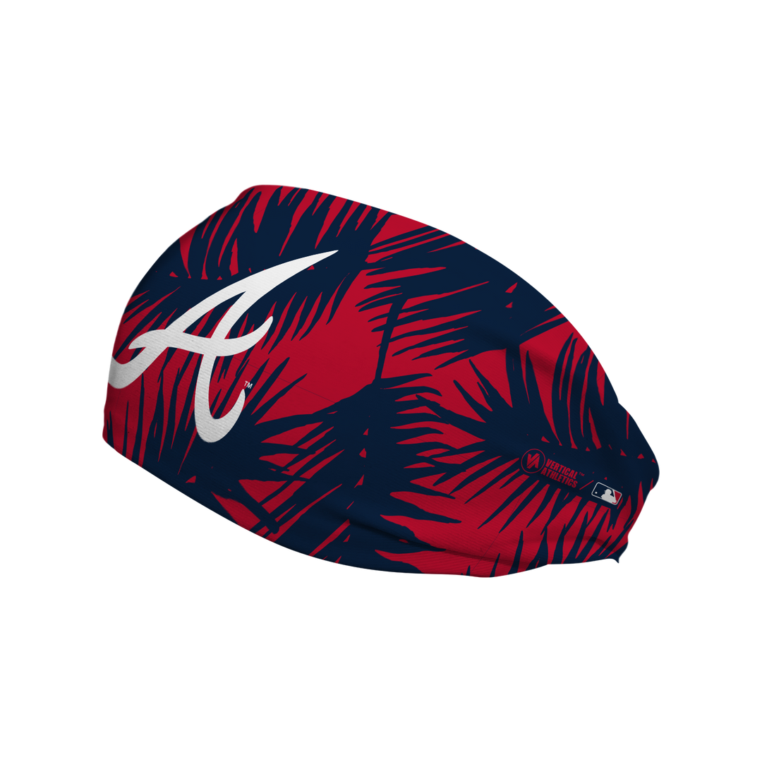 MLB licensed Atlanta Braves cooling headband with big palm cap logo. Made in the USA, Vertical Athletics brand. 