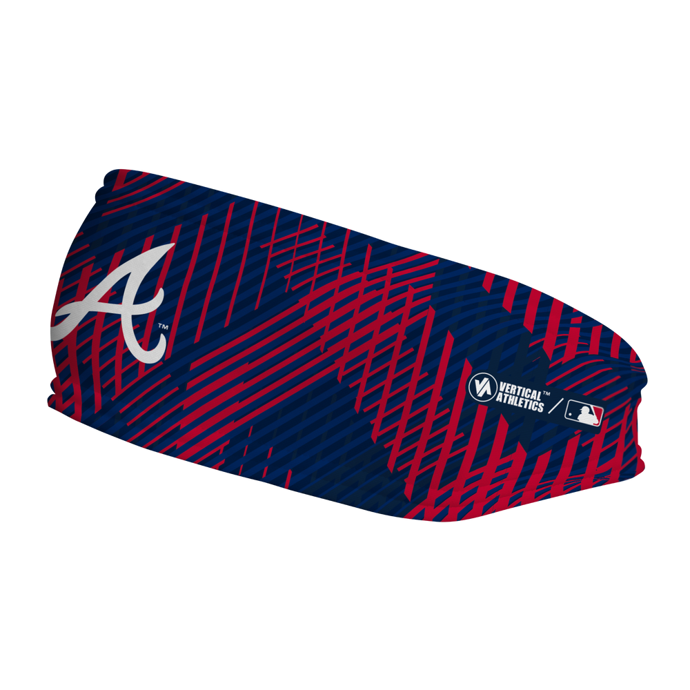 MLB Atlanta Braves fleece headband with Sport Plaid. Made in USA, Vertical Athletics brand. 