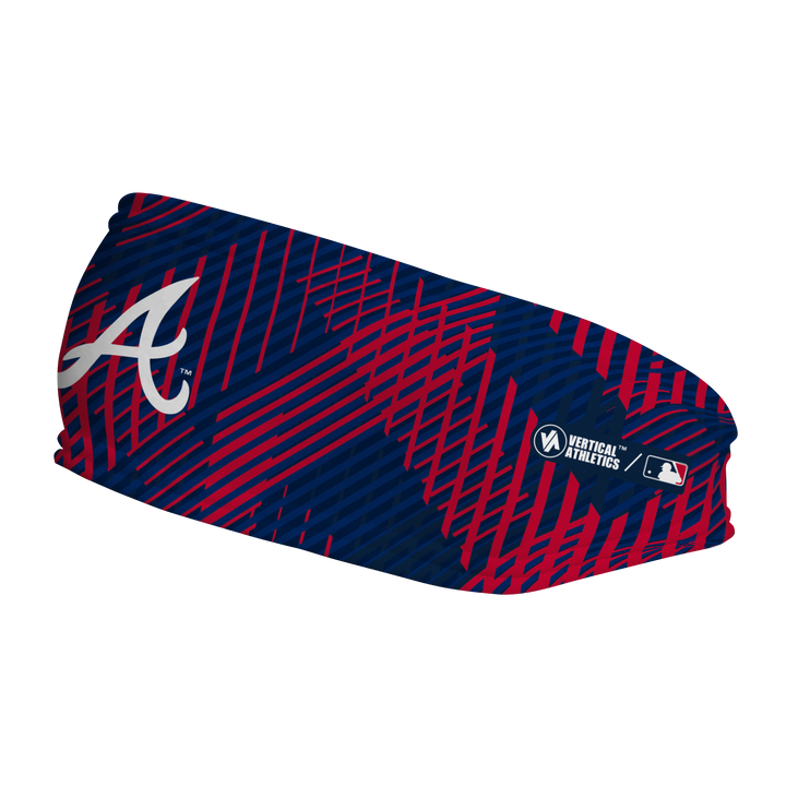 MLB Atlanta Braves fleece headband with Sport Plaid. Made in USA, Vertical Athletics brand. 