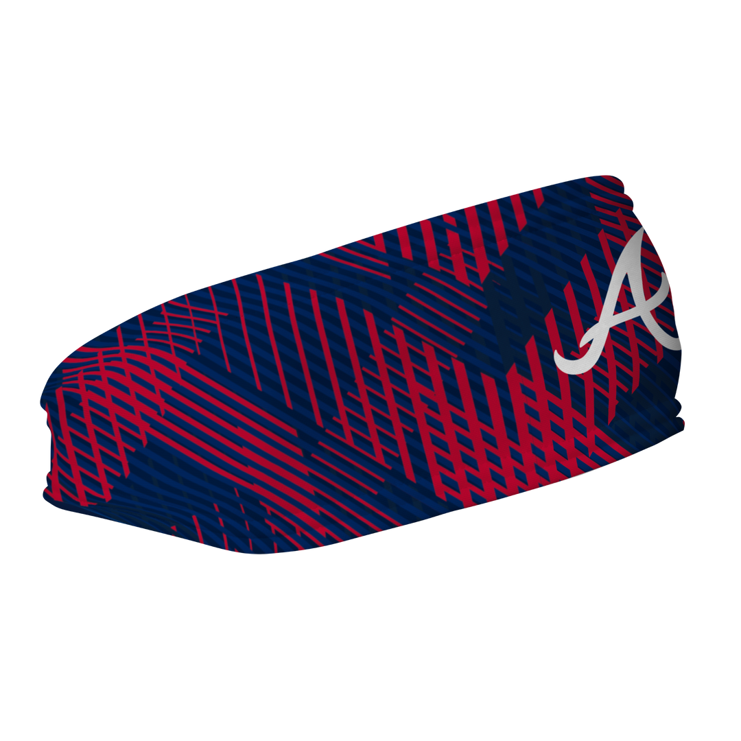 MLB Atlanta Braves fleece headband with Sport Plaid. Made in USA, Vertical Athletics brand. 
