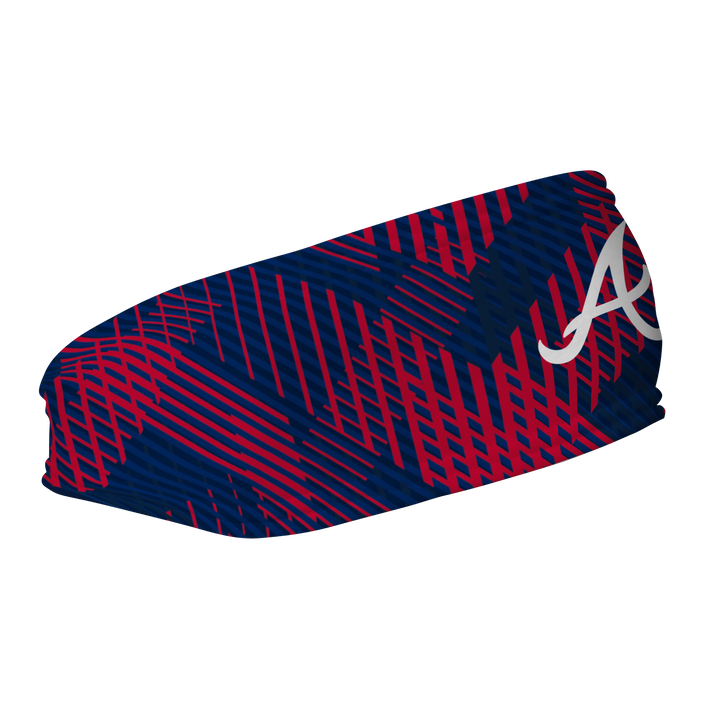 MLB Atlanta Braves fleece headband with Sport Plaid. Made in USA, Vertical Athletics brand. 