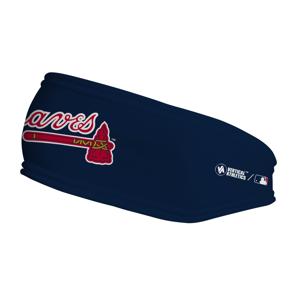 MLB Atlanta Braves fleece headband with Wordmark. Made in the USA, Vertical Athletics brand.  
