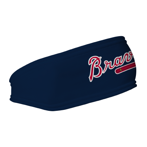 MLB Atlanta Braves fleece headband with Wordmark. Made in the USA, Vertical Athletics brand.  