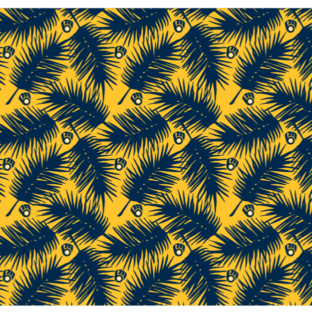 MLB Milwaukee Brewers cooling sun scarf, Big Palm with repeating cap logo. Made in the USA. Vertical Athletics Brand.