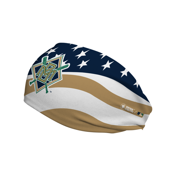 MLB Milwaukee Brewers Stars and Stripes cooling headband with Coop Logo. Made in USA, Vertical Athletics brand.  
