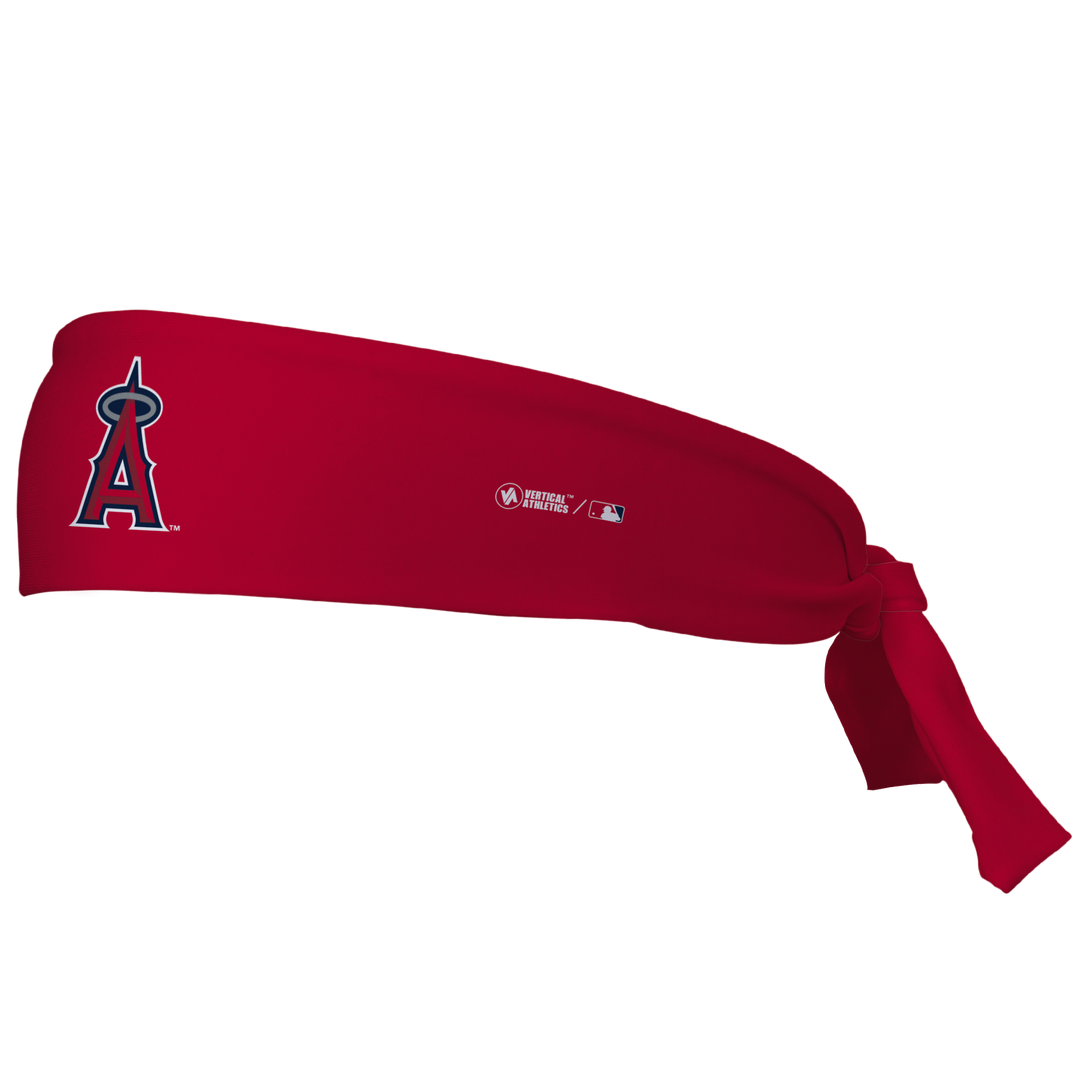 MLB Los Angeles Angels tieback cooling headband with Cap Logo. Vertical Athletics brand. Made in Mexico.