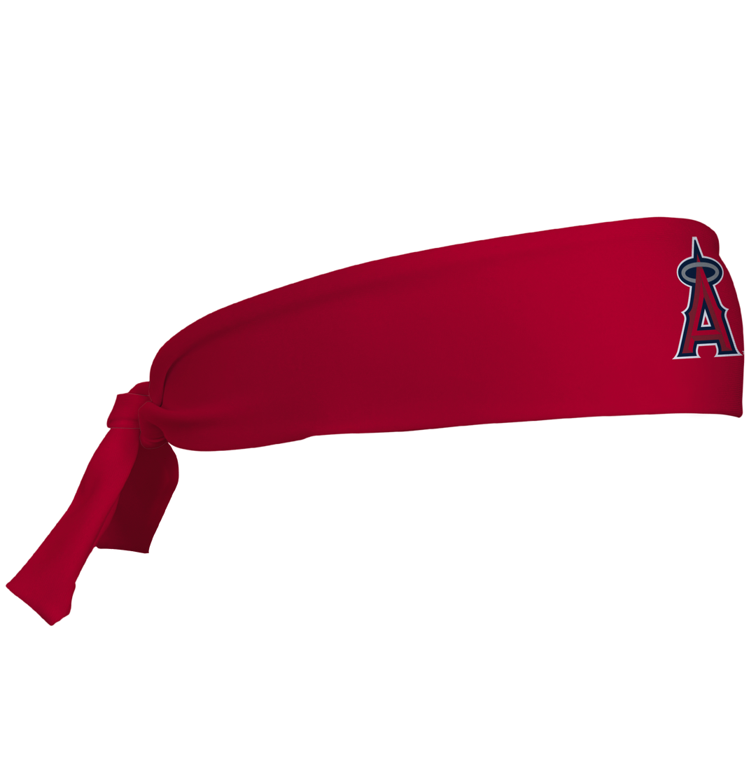 MLB Los Angeles Angels tieback cooling headband with Cap Logo. Vertical Athletics brand. Made in Mexico.